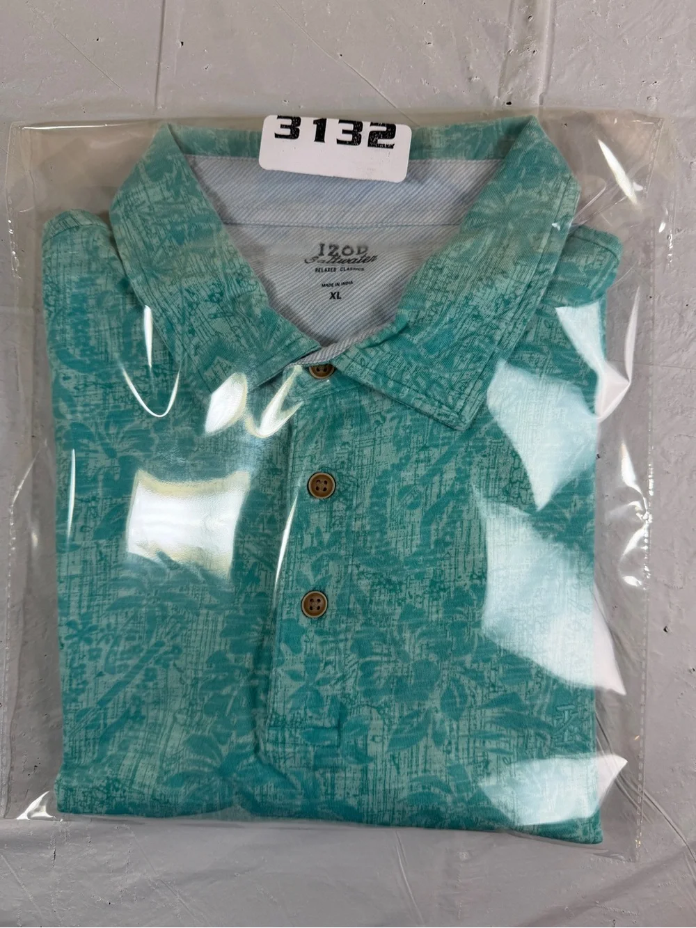 Men's‎ Izod Saltwater Teal Floral Polo Size XL